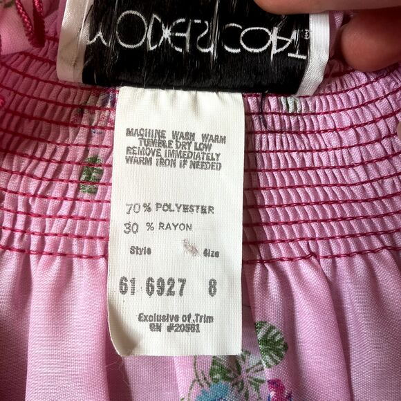 NWT Vintage Models Coat Nightgown Size 8 M Pink Floral Snap Granny House Coat - Picture 6 of 12